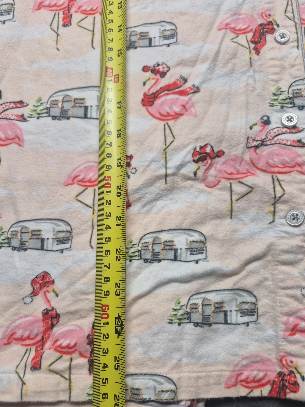 Nick & Nora Womens Flannel Pajama Set XLRetired Pink Flamingo Airstream Camper